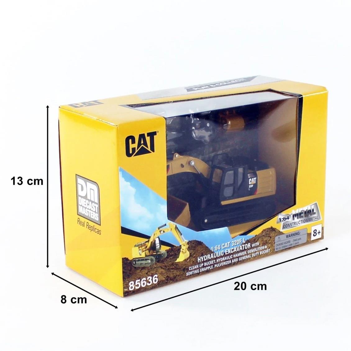 Diecast Masters 85636 1/64 Ölçek, Cat 320F L Ekskavatör, 4 Farklı Ataşmanlı, Sergilemeye Hazır Metal İş Makinası Modeli - Görsel 5