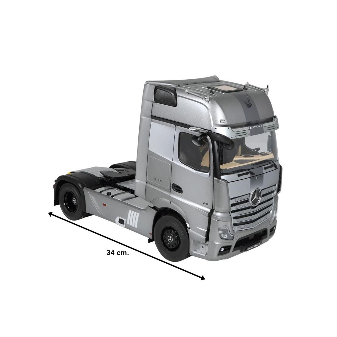 NZG 1077/55 1/18 Ölçek, Mercedes-Benz Actros Giga (Edition 3) Çekici, Metalik Gümüş, Sergilemeye Hazır Metal Model - Görsel 5