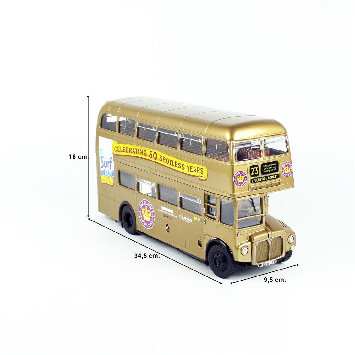 Sunstar 2942 1/24 Ölçek, 1986 Routemaster 50.Yıl, Altın rengi, Sergilemeye Hazır Metal Araba Modeli - Görsel 5