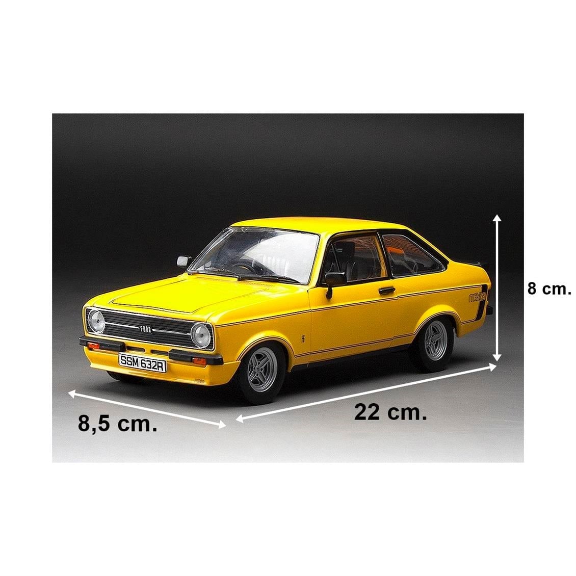 Sunstar 4632 1/18 Ölçek, 1976 Ford Escort MKII RS Mexico, Sarı, Sergilemeye Hazır Metal Araba Modeli - Görsel 5